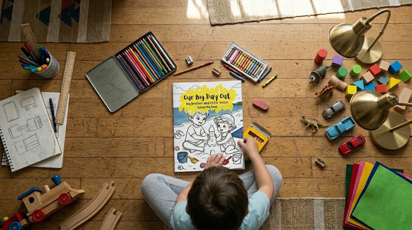 Child enjoying our colouring book
